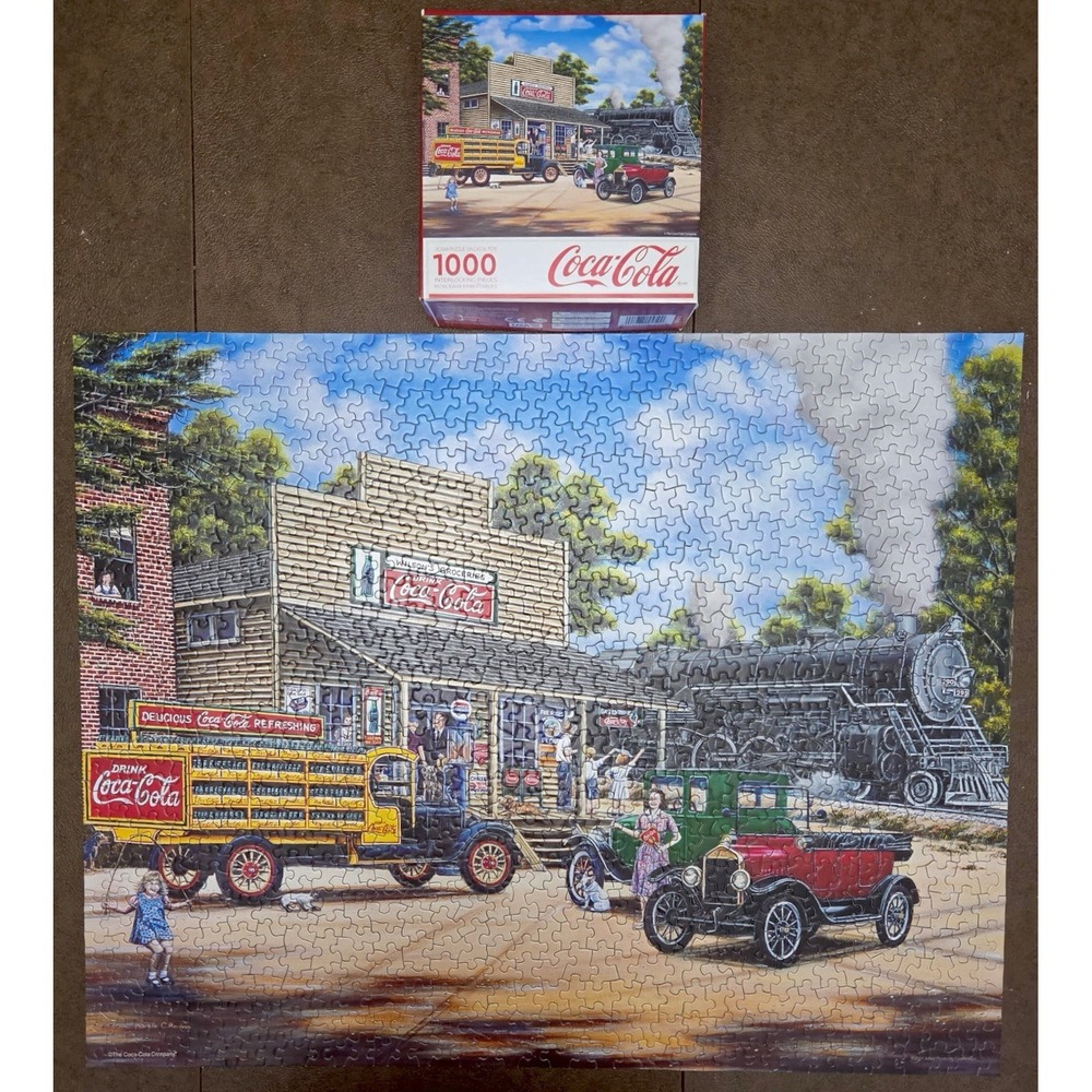 ALL ABOARD Coca-Cola 1000 Piece Jigsaw Puzzle MAJESTIC Coke Train COMPLETE